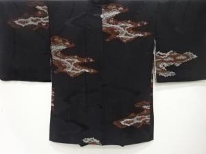 大正ロマン　漆　逆雲取りに松竹梅模様織出し　一ツ紋羽織